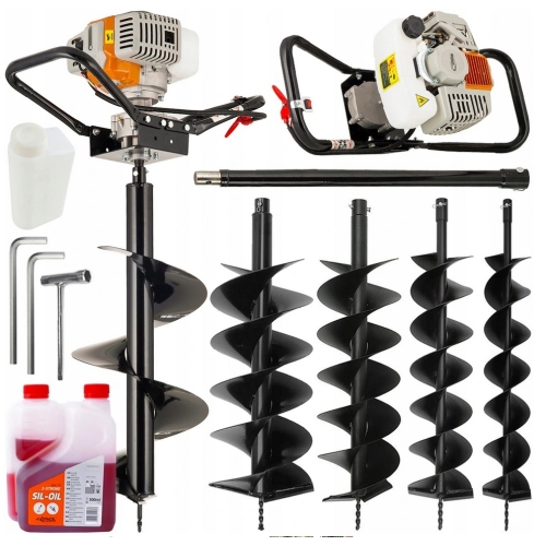 Benzine Grondboor + 4 Boren